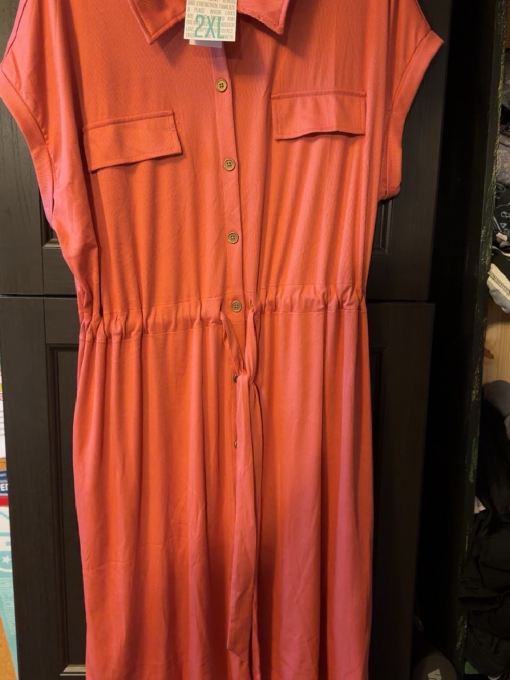 LuLaRoe Coral Midi Shirt Dress with Drawstring Waist